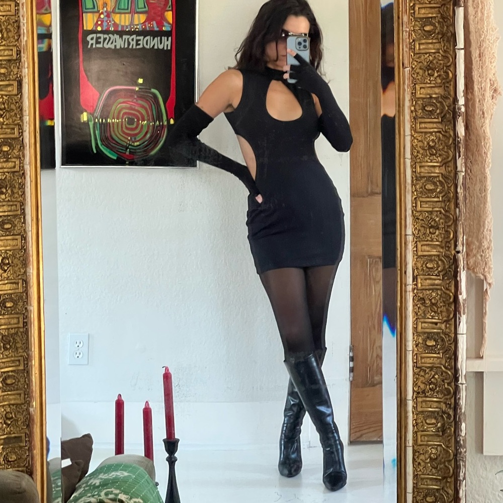 AKNA Damien Black Mini Dress as seen on Maddy from Euphoria
